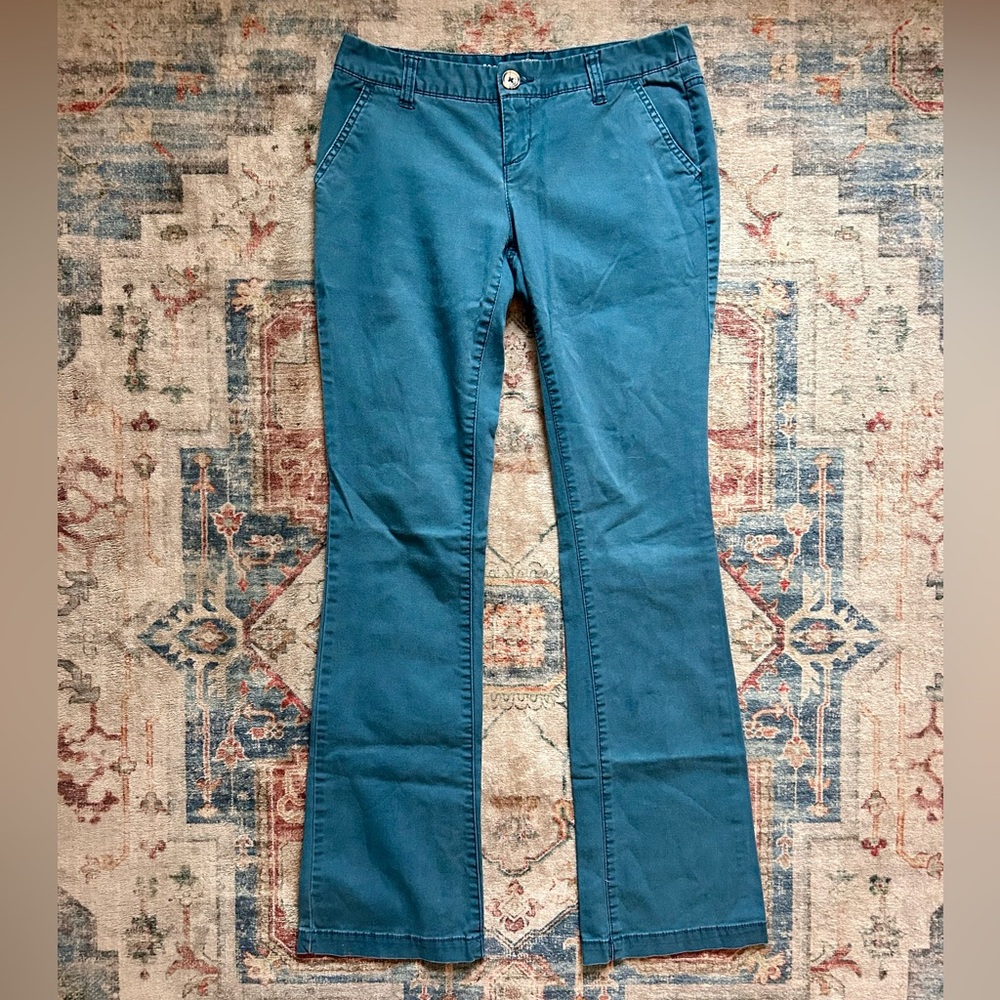 Mossimo Supply Co. Teal Bootcut Pants Jeans Pockets Academia Hipster Geek Chic - Picture 5 of 11